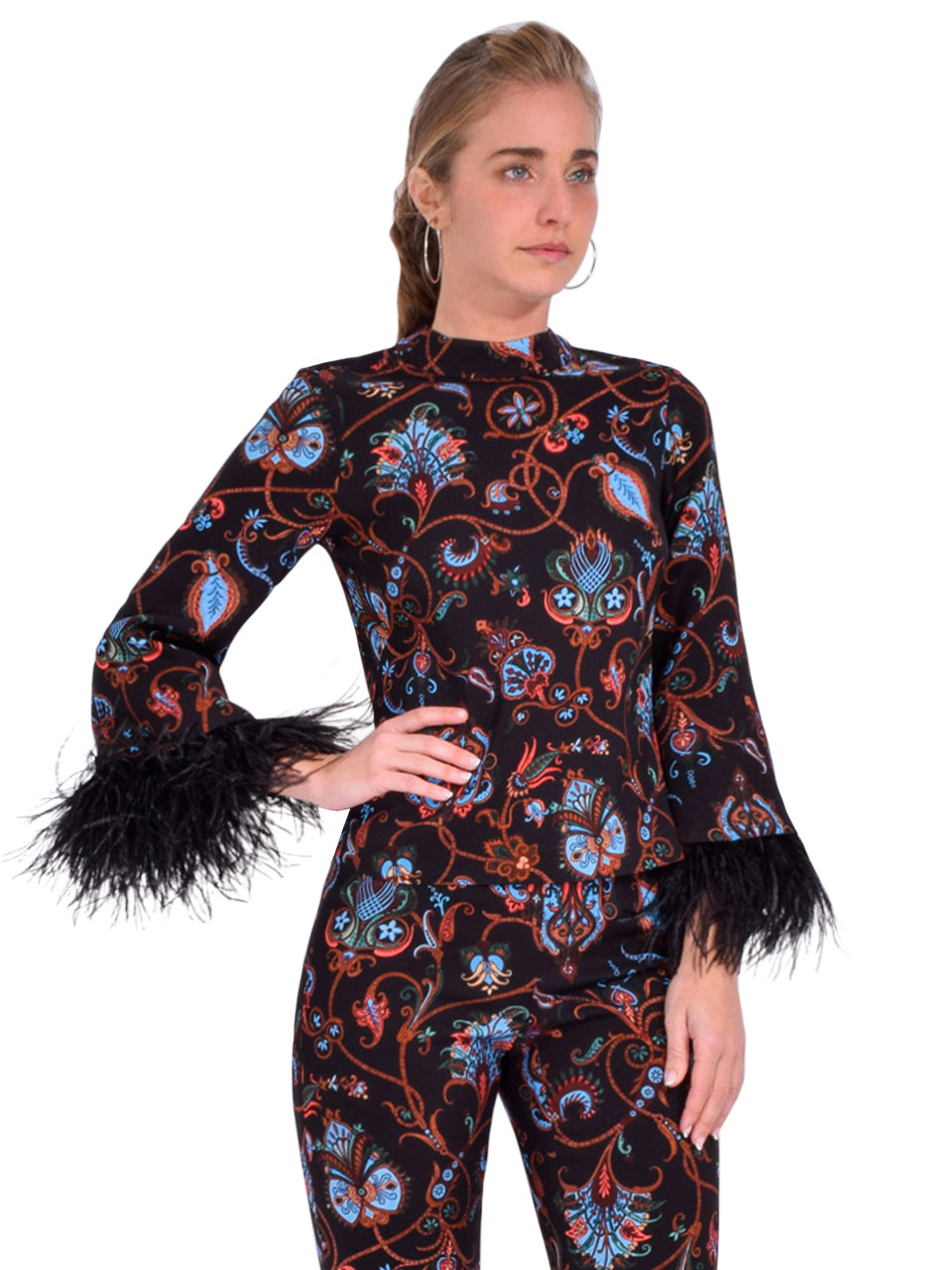 CARA CARA Vida Top in Marcel Black Coral Side View 