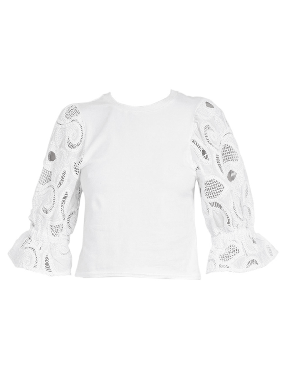CINQ A SEPT Embroidered Cotton Paisley Carmine Top in White Product Shot 