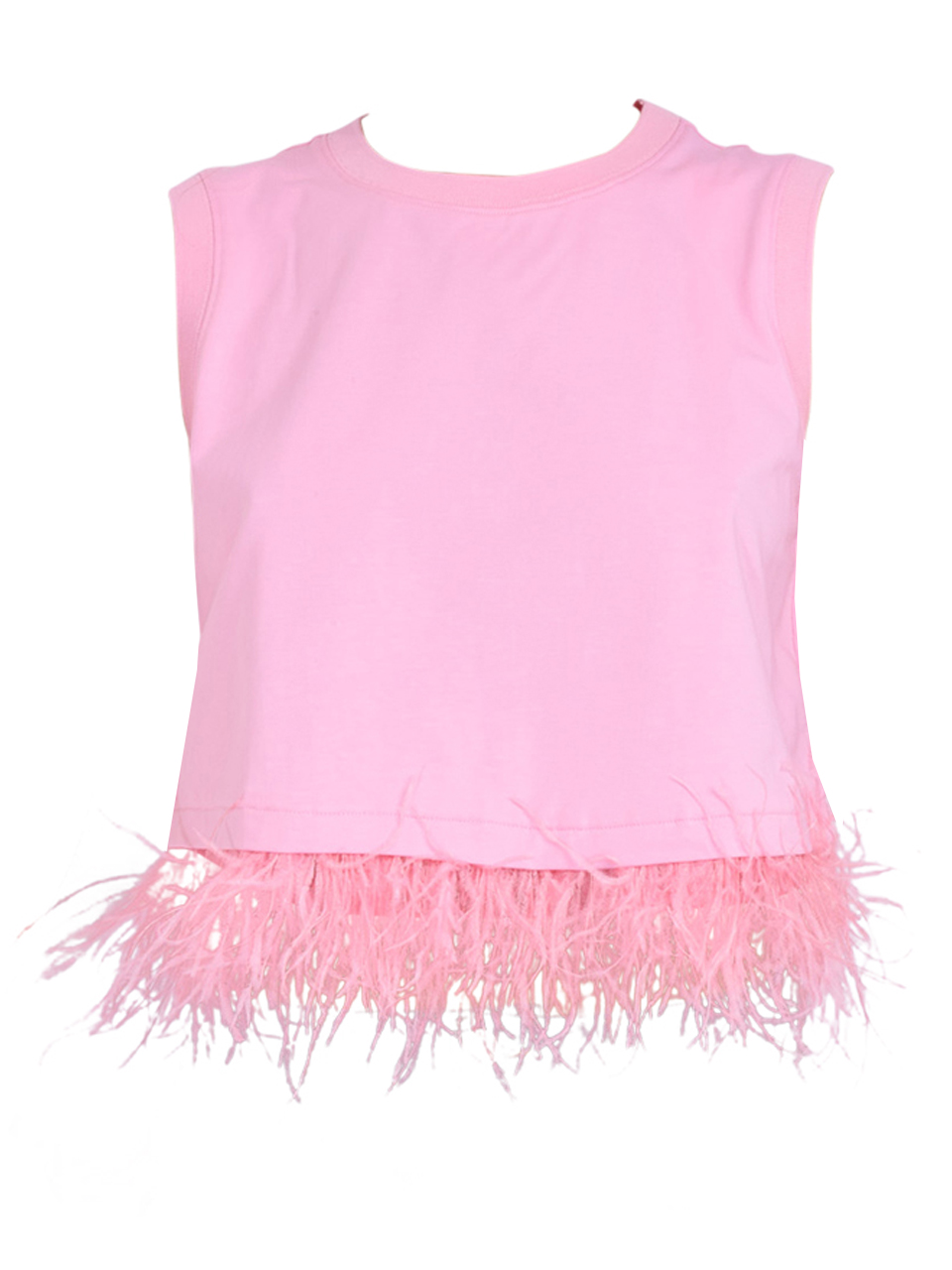 CINQ A SEPT Cropped Feather Tee in Pink Product Shot 