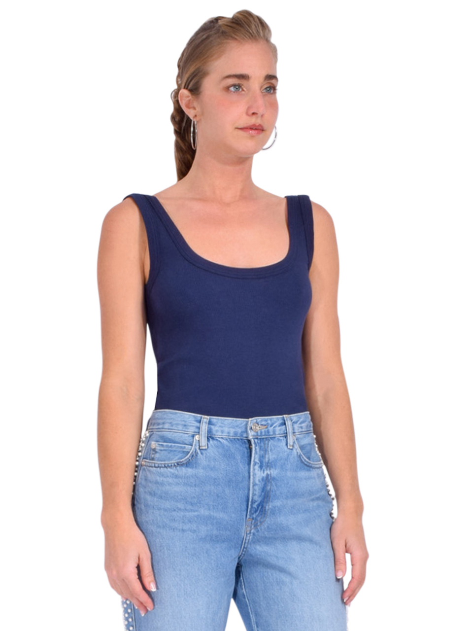 Sold Out NYC The Scoop It Up Tank in Navy Side View 

