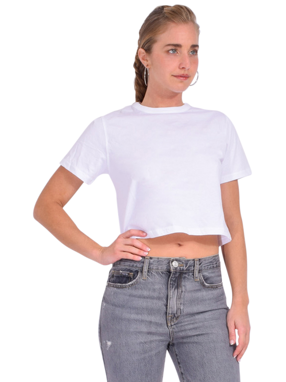 Sold Out NYC The Cropped Perfect Tee In White Side View 