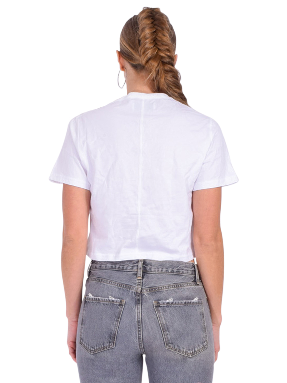 Sold Out NYC The Cropped Perfect Tee In White Back View 