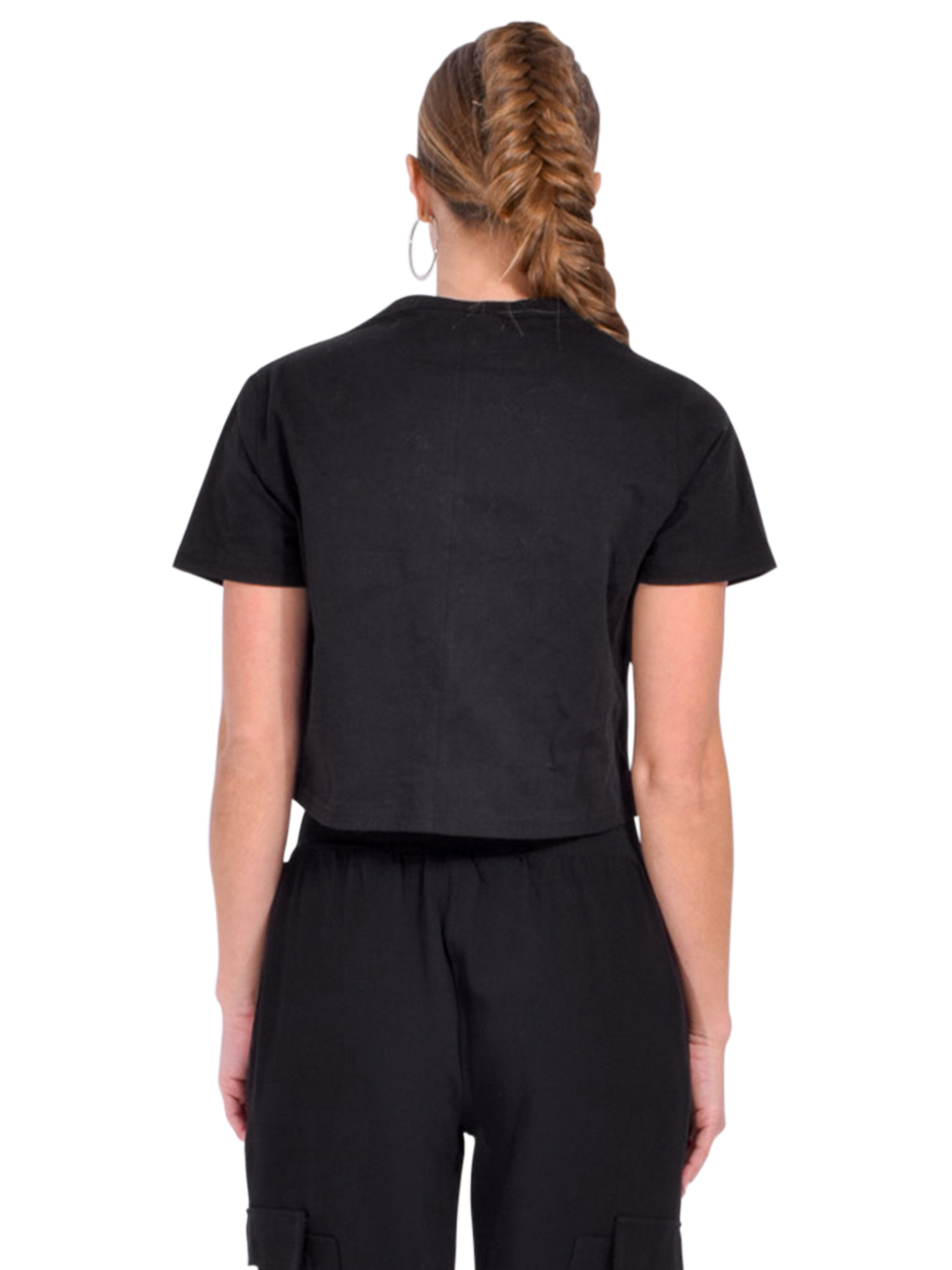Sold Out NYC The Cropped Perfect Tee In Black Back View 
