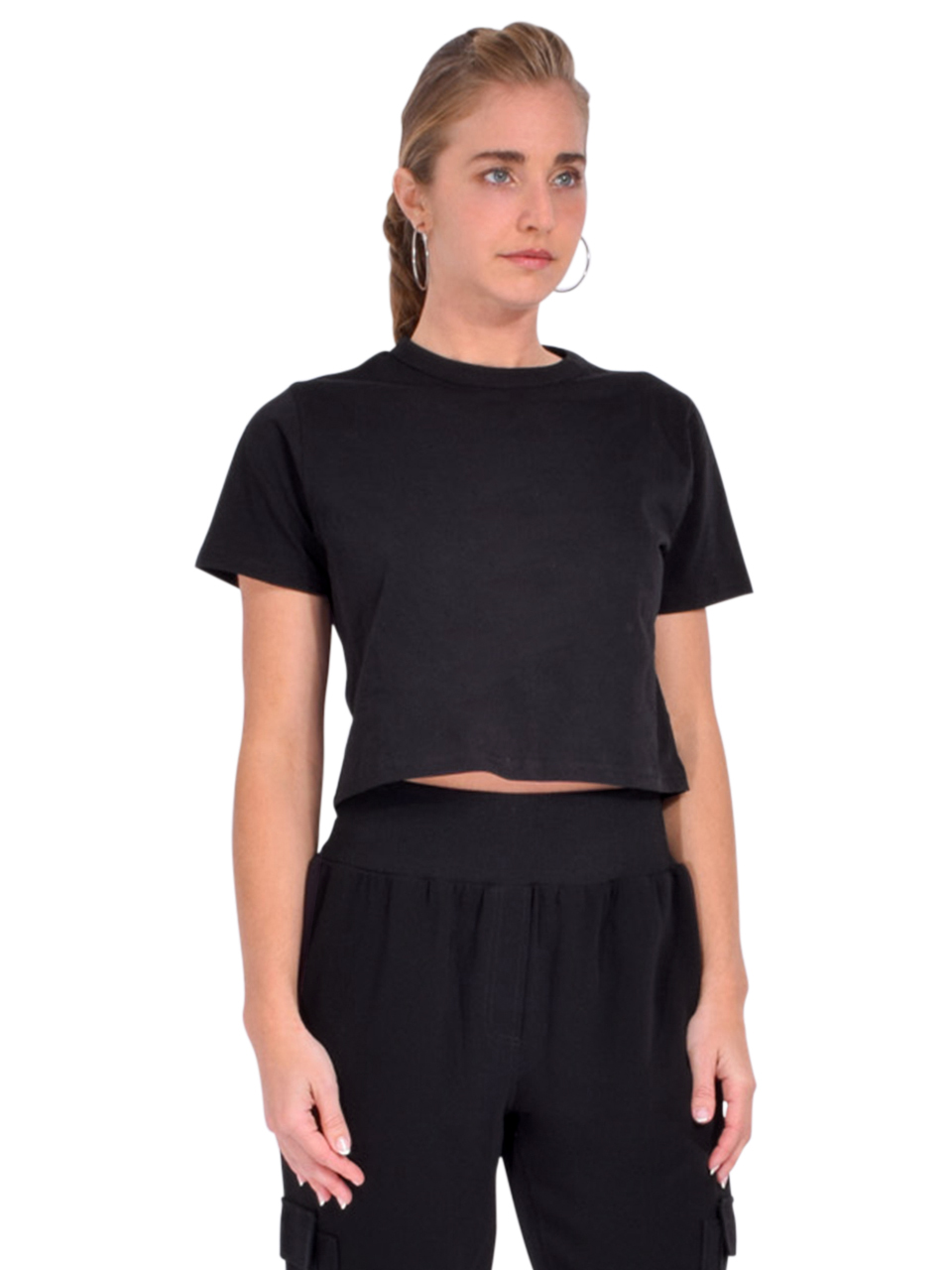 Sold Out NYC The Cropped Perfect Tee In Black Side View 