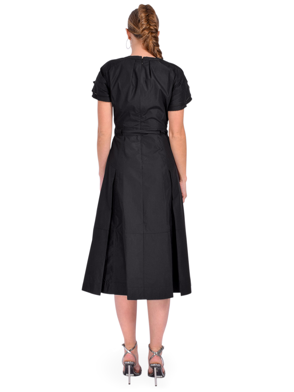 3.1 Phillip Lim Cascade Petal Sleeve Shirt Drape Dress in Black Back View 