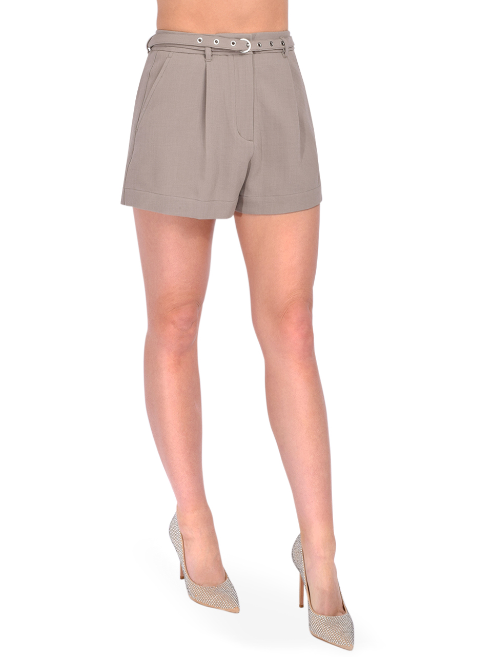 3.1 Phillip Lim Tailor Pleated Shorts in Stone Gray Side View 