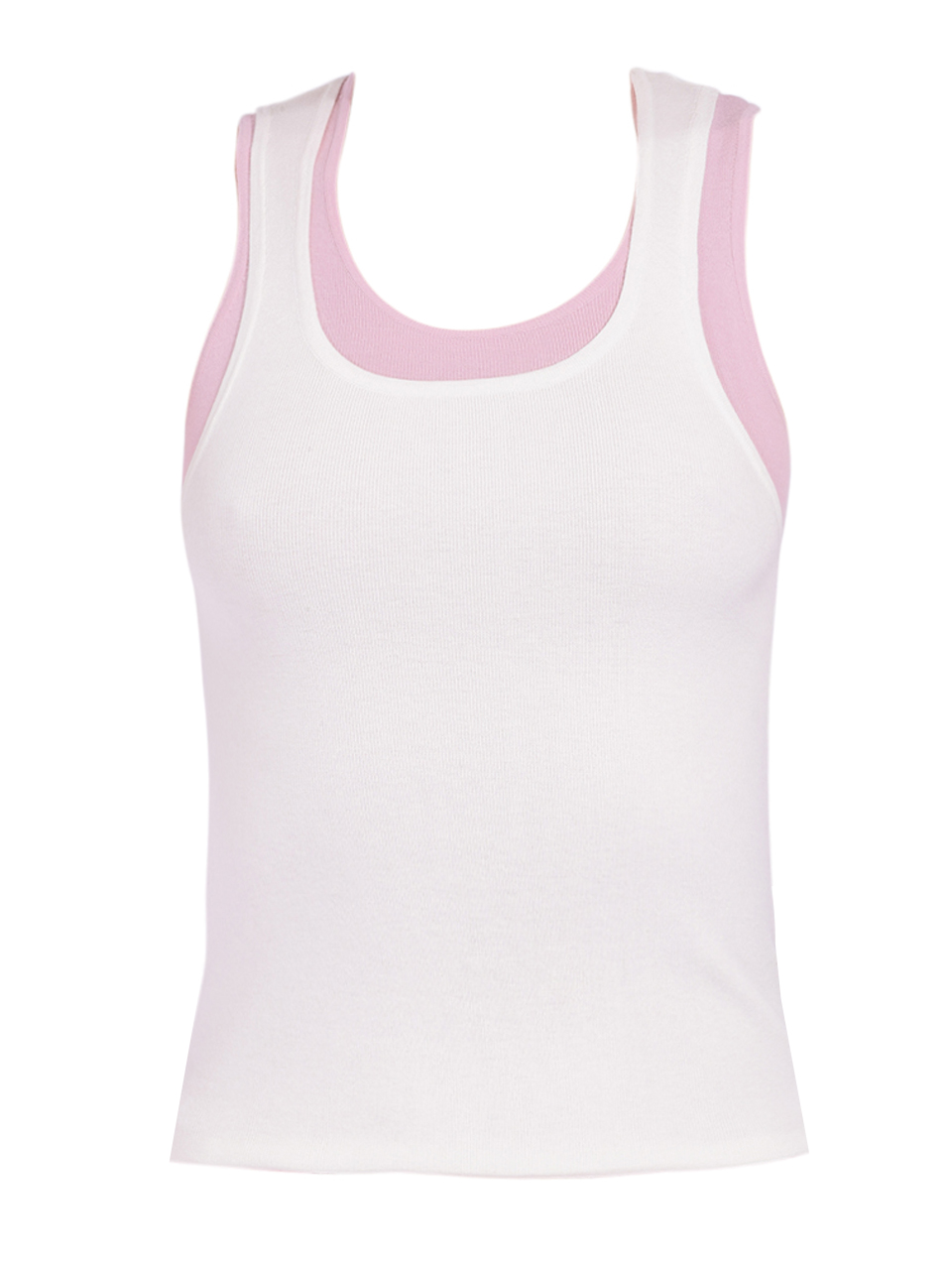 LE SUPERBE It Takes Two Layered Tank Top In White/Pink Product Shot 
