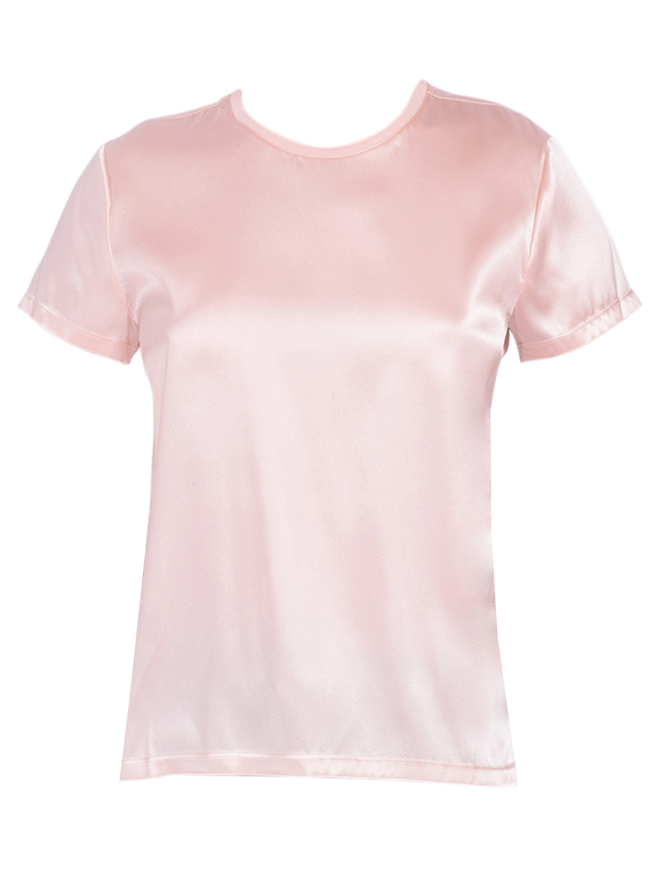 ATM Stretch Charmeuse Crew Neck Tee in Oyster Pink Product Shot 