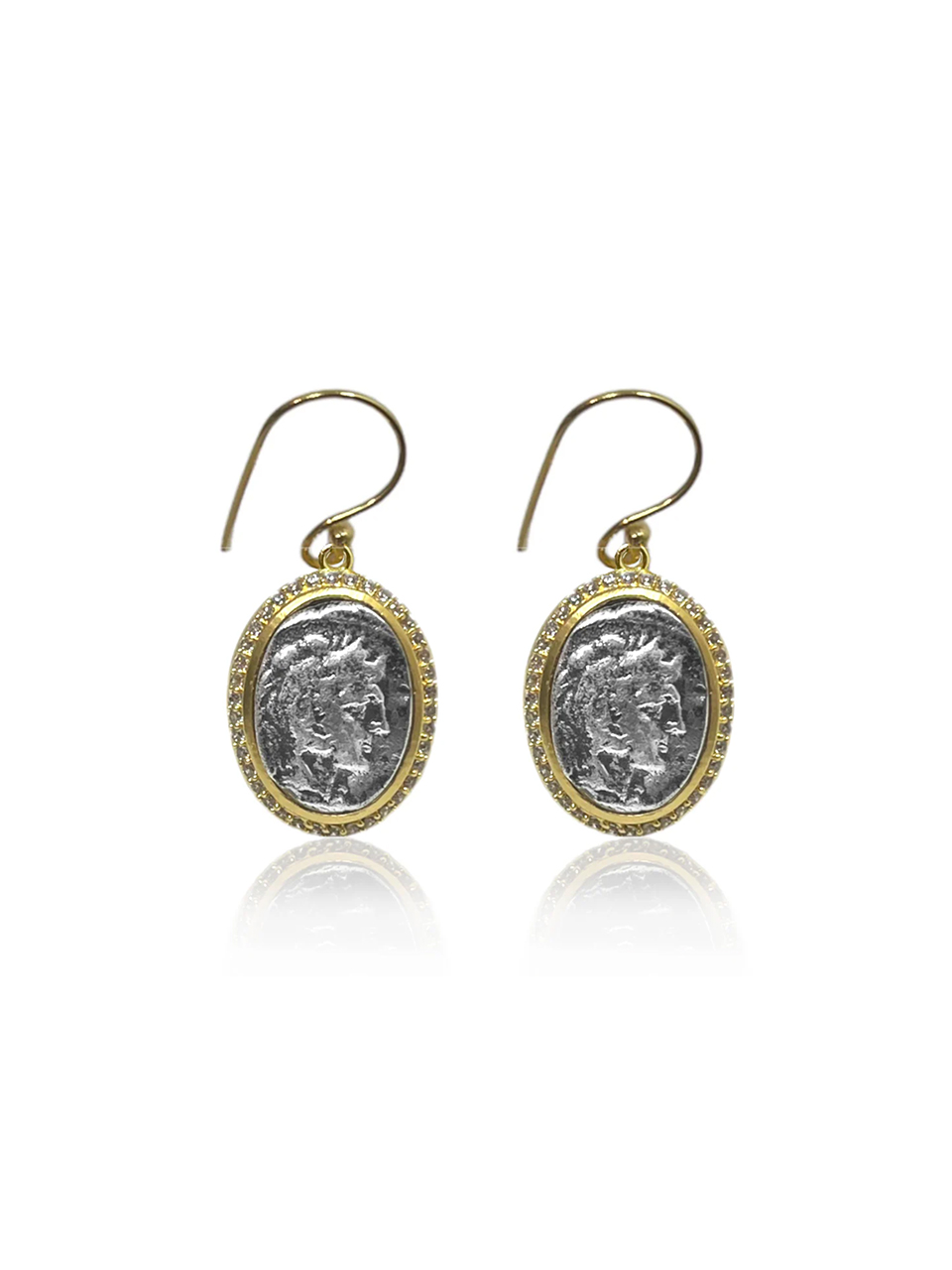 TAT 2 DESIGNS Mixed Metal Moneta Coin Earring Product Shot 

