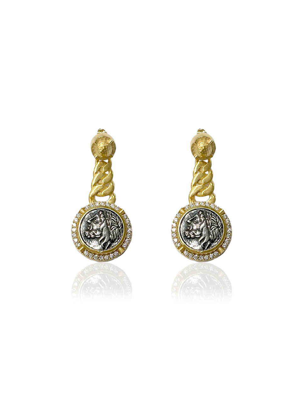 TAT 2 DESIGNS Ciro Coin and Chain Earring in Gold Product Shot 