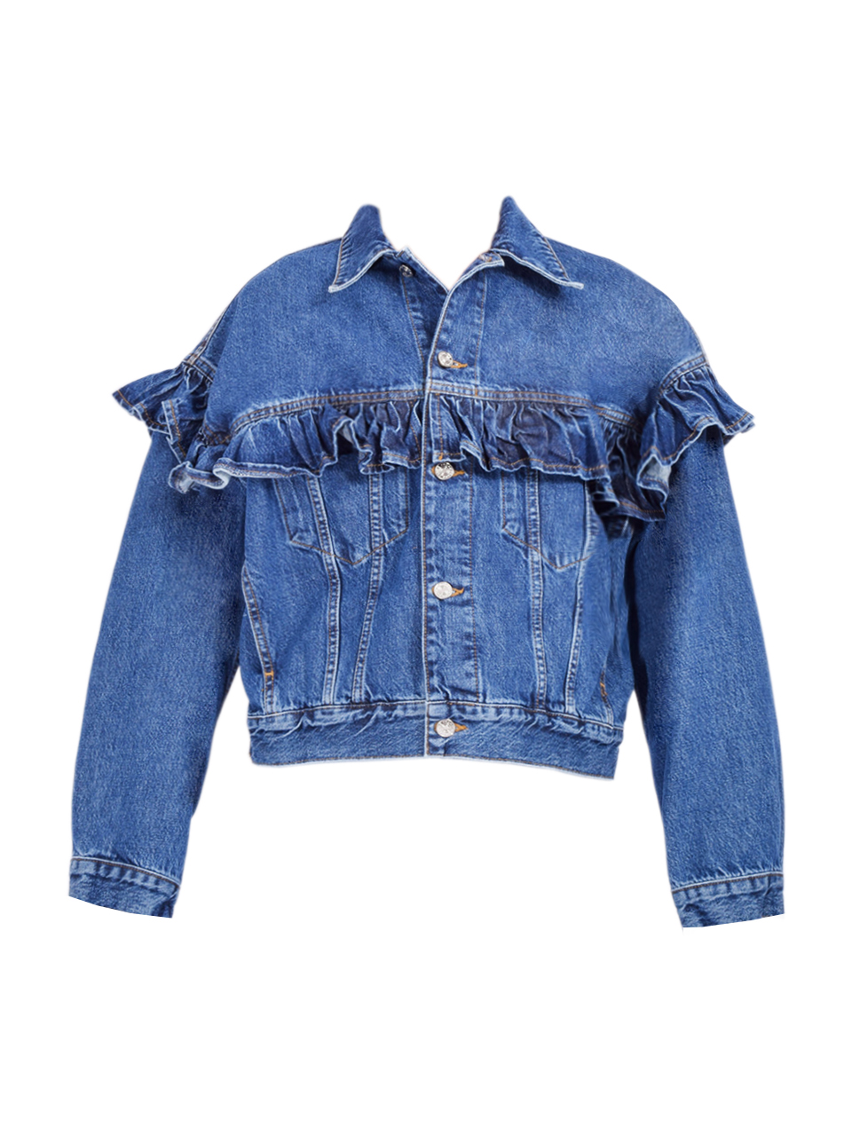 The Ruffle Jacket in Twisted Blue