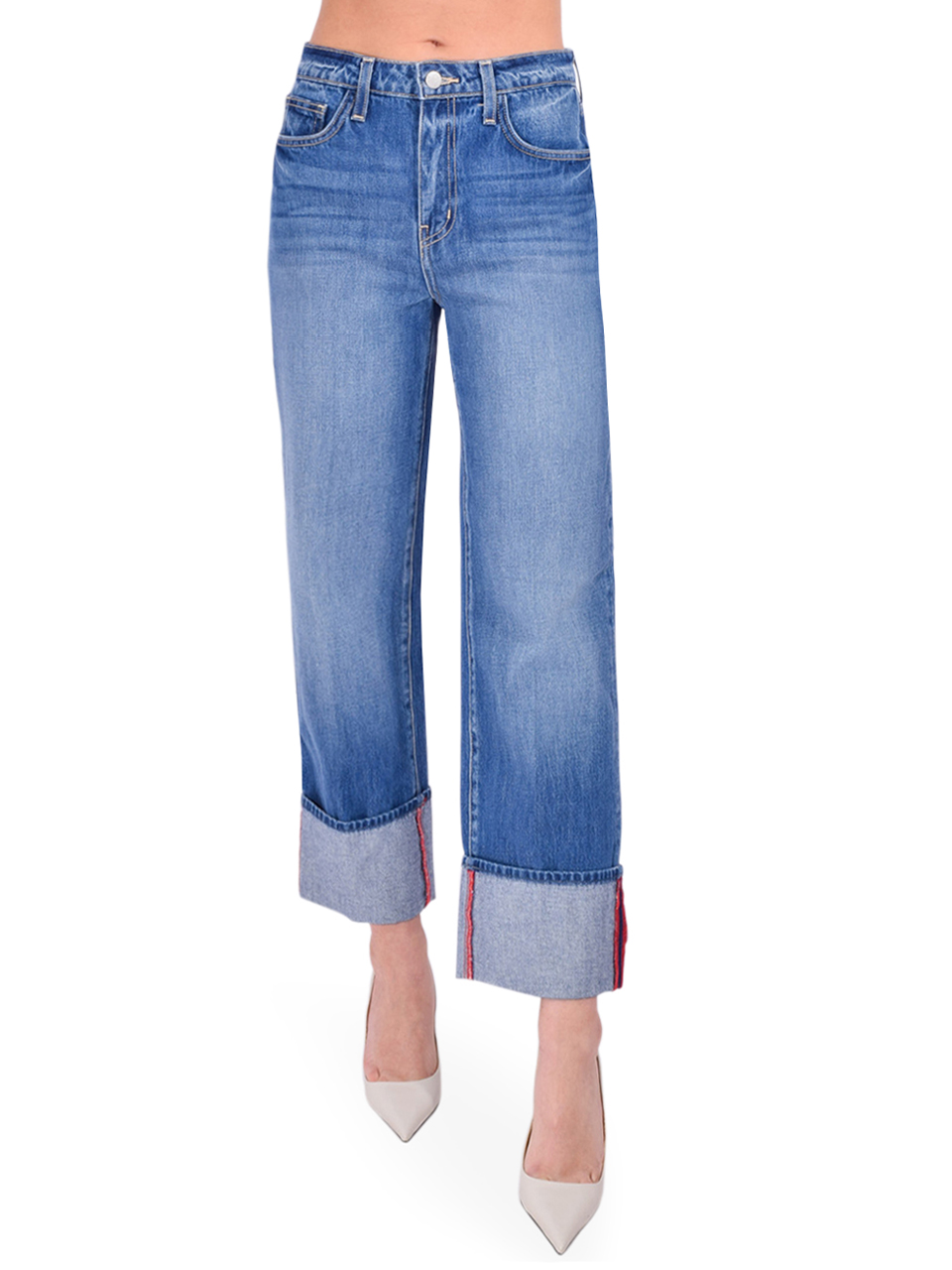 L'Agence Leighton Cuffed Stovepipe Jean Front View 