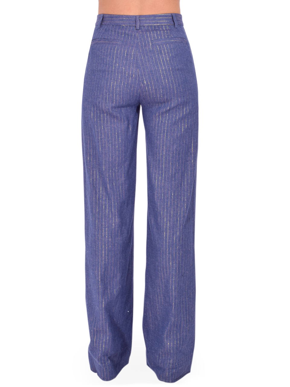 L'Agence Livvy Pinstriped Trouser in Blue Pinstripe Back View 