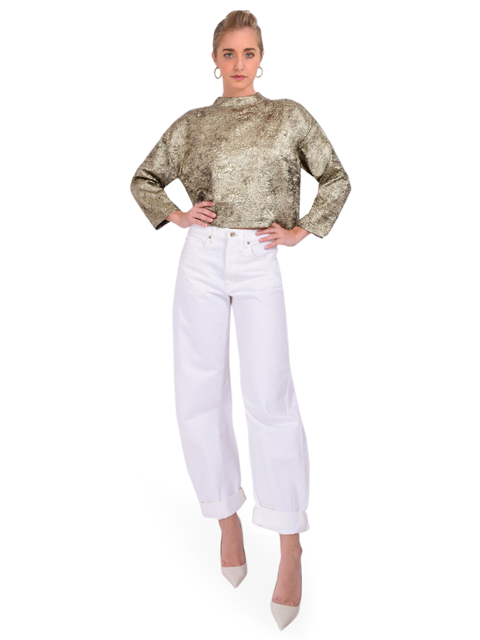 BA&SH Beryl Top In Gold Full Outfit 
