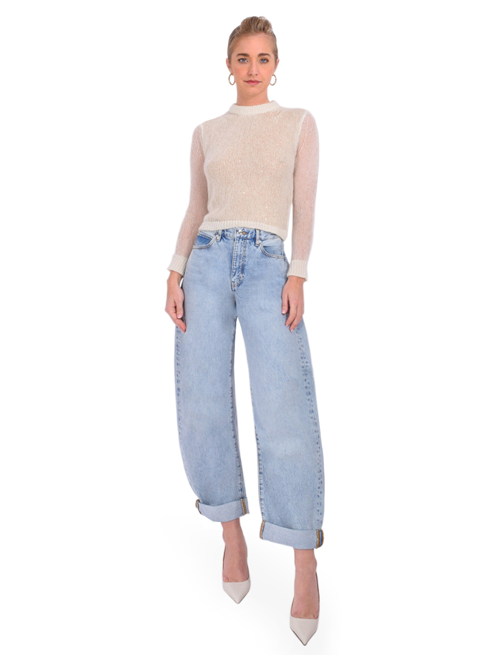 BA&SH Diego Sweater in Ecru Full Outfit 