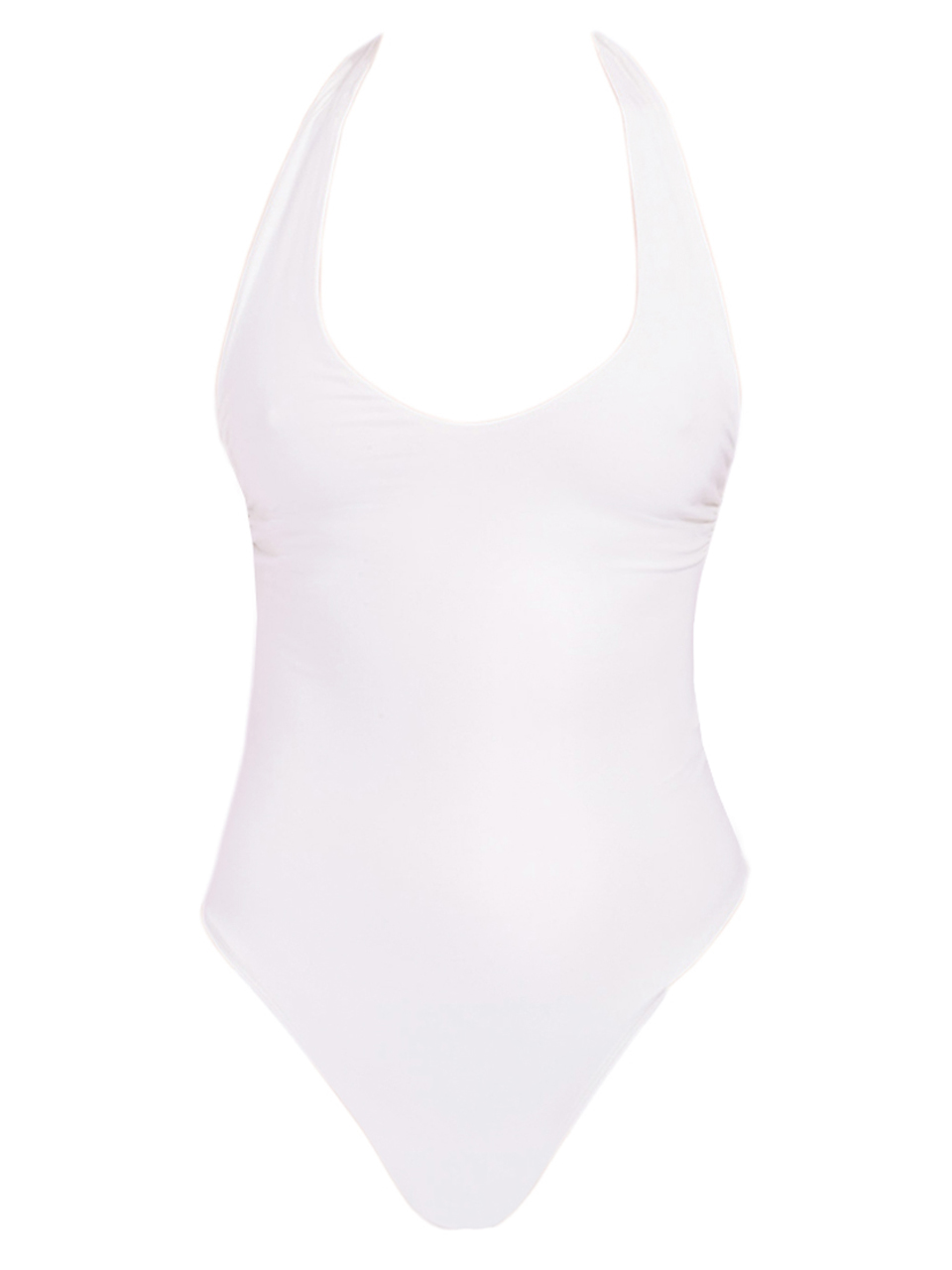 SANS FAFF Bamboo Halter Bodysuit in White Product Shot 