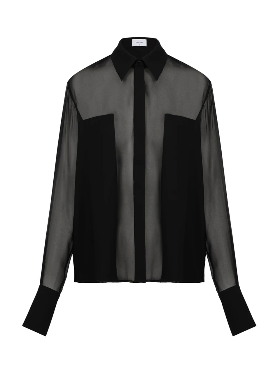 SANS FAFF Flore Silk Shirt in Black Product Shot 