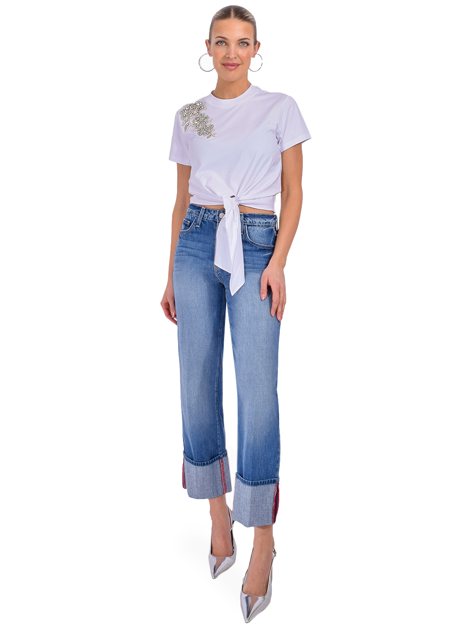 Cinq à Sept Embellished Liya Top in White Full Outfit 