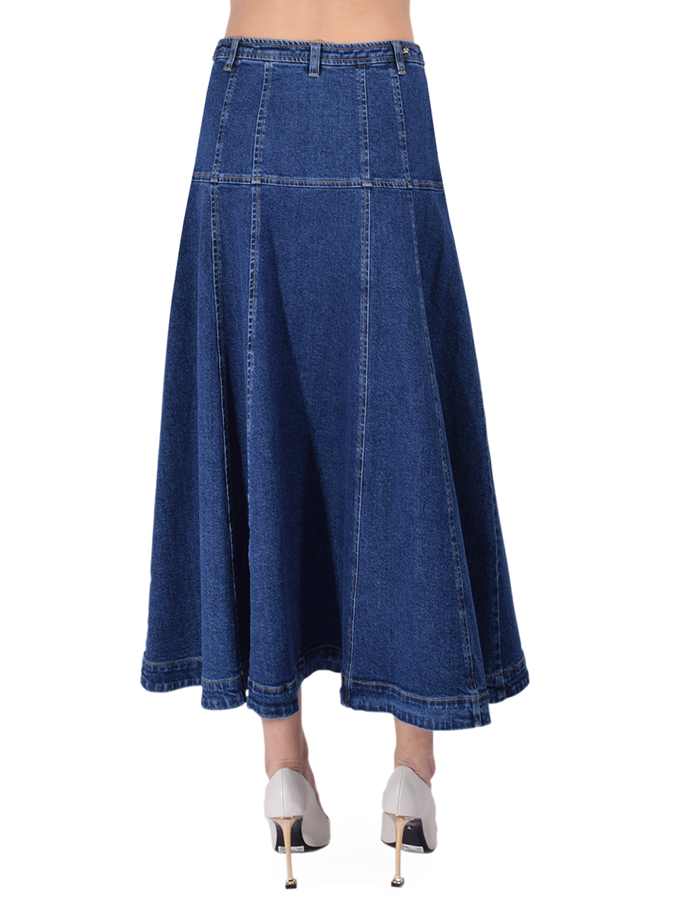 Cinq à Sept Veena Denim Midi Skirt Back View 