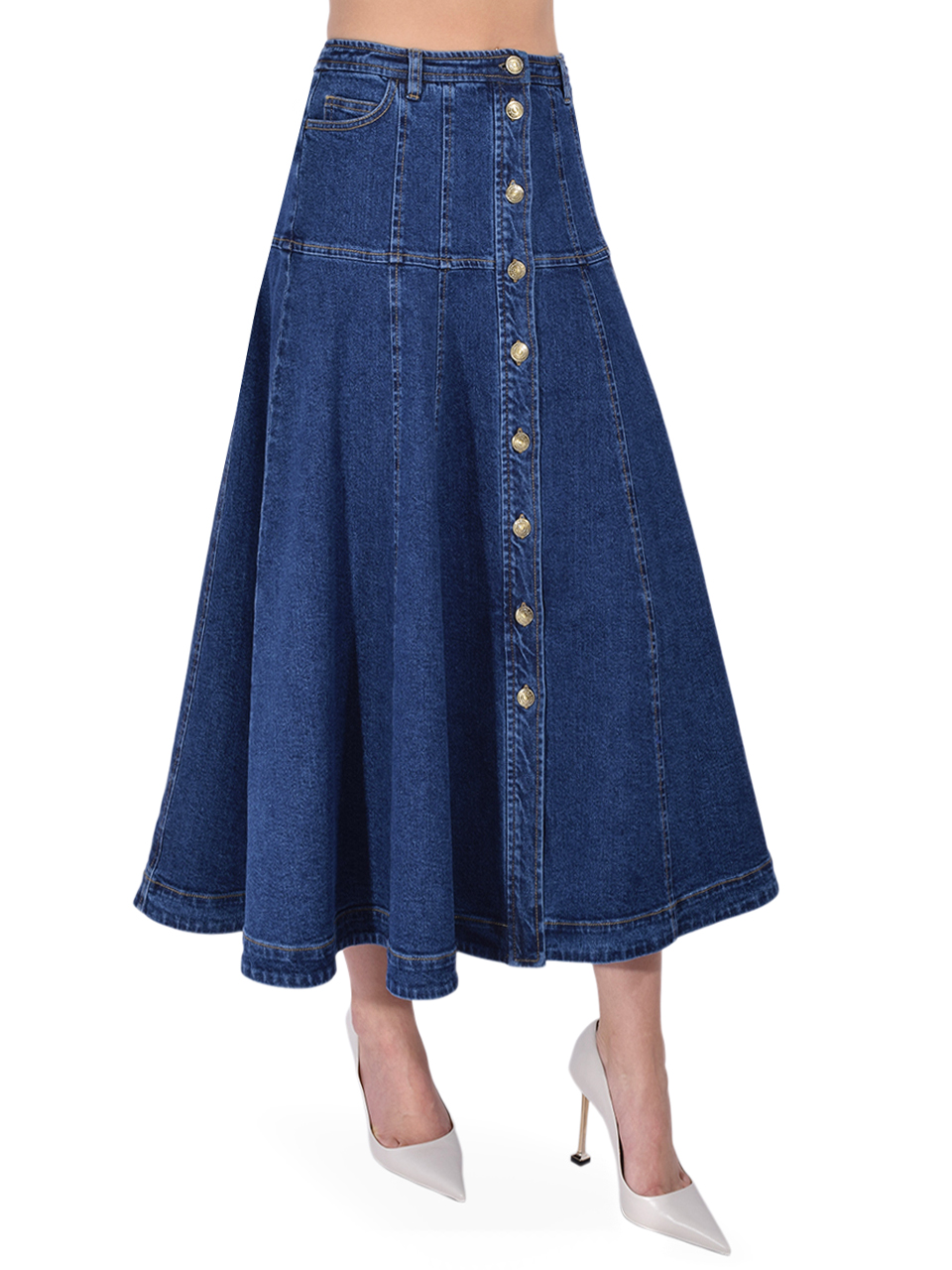Cinq à Sept Veena Denim Midi Skirt Product Shot 