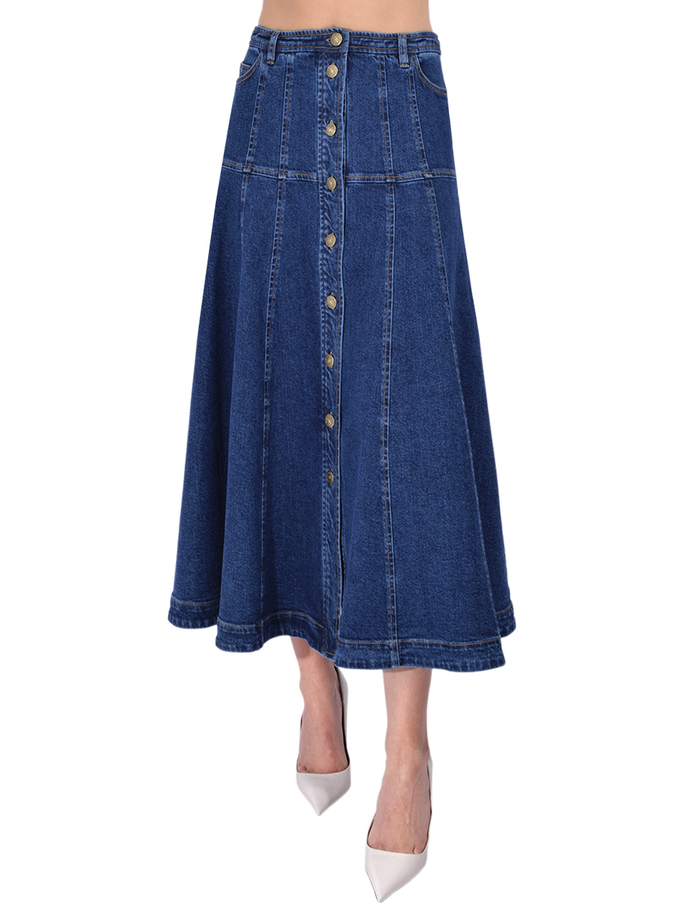 Cinq à Sept Veena Denim Midi Skirt Front View 
