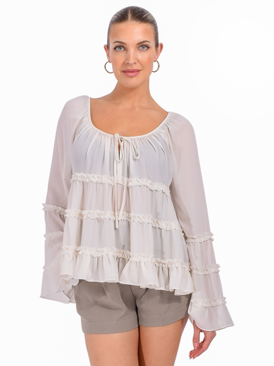 Cinq à Sept Sunnina Top in Ivory Front View 