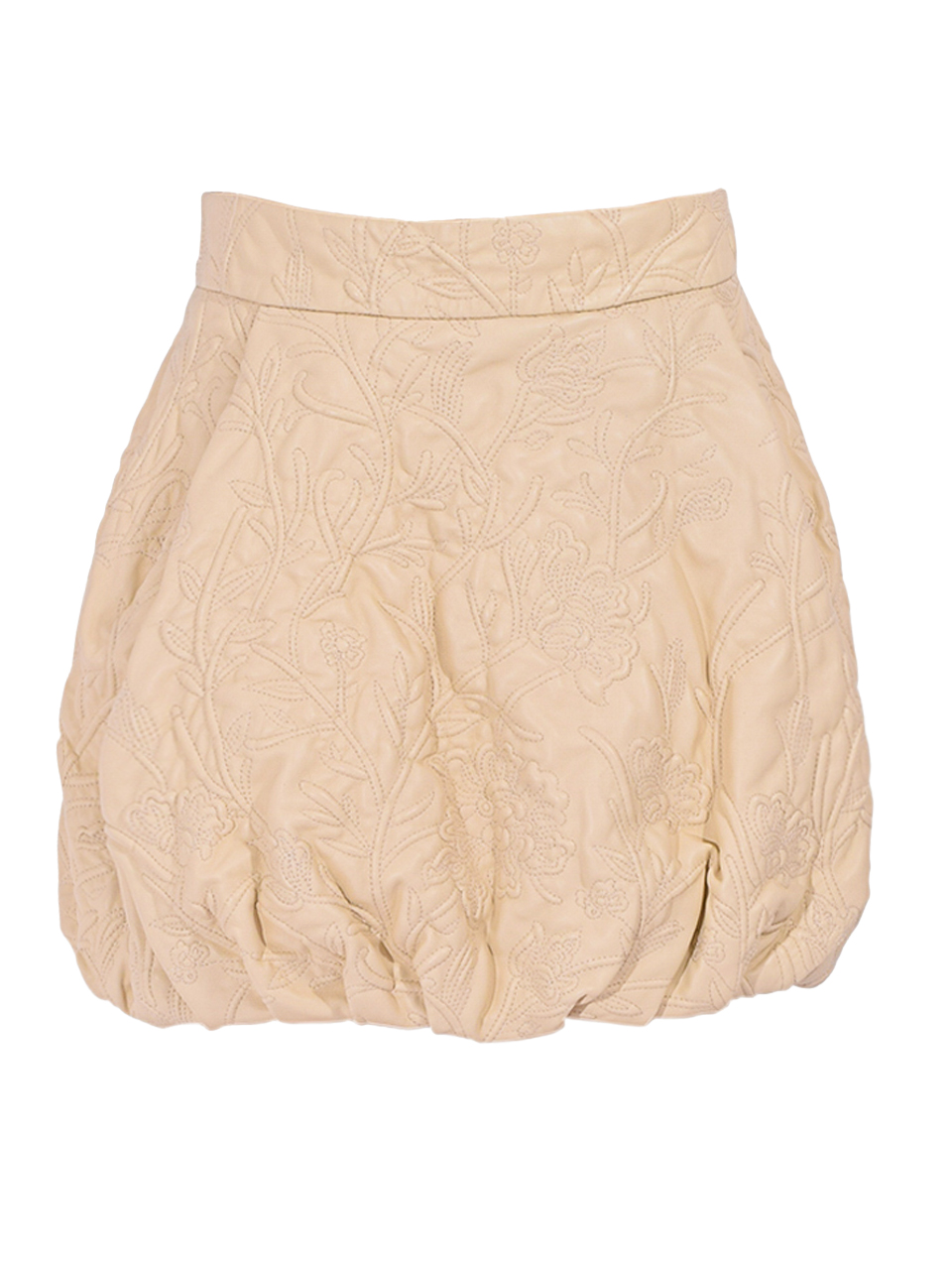 Munthe Frauke Leather Bubble Skirt in Beige Product Shot 