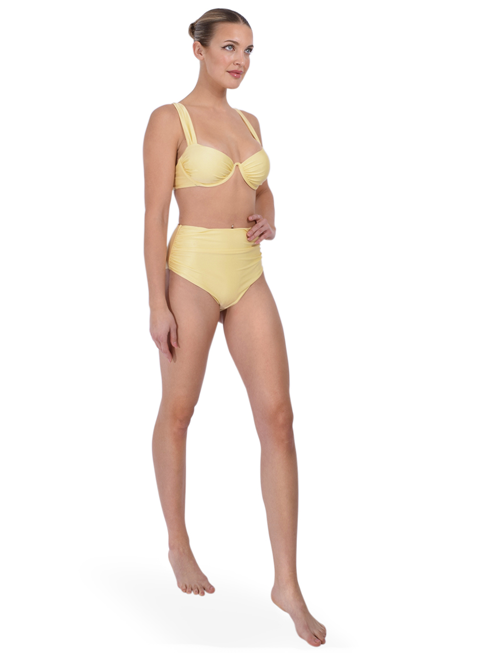 SIMKHAI Teya Anniston High Waist Ruched Bikini Side View 