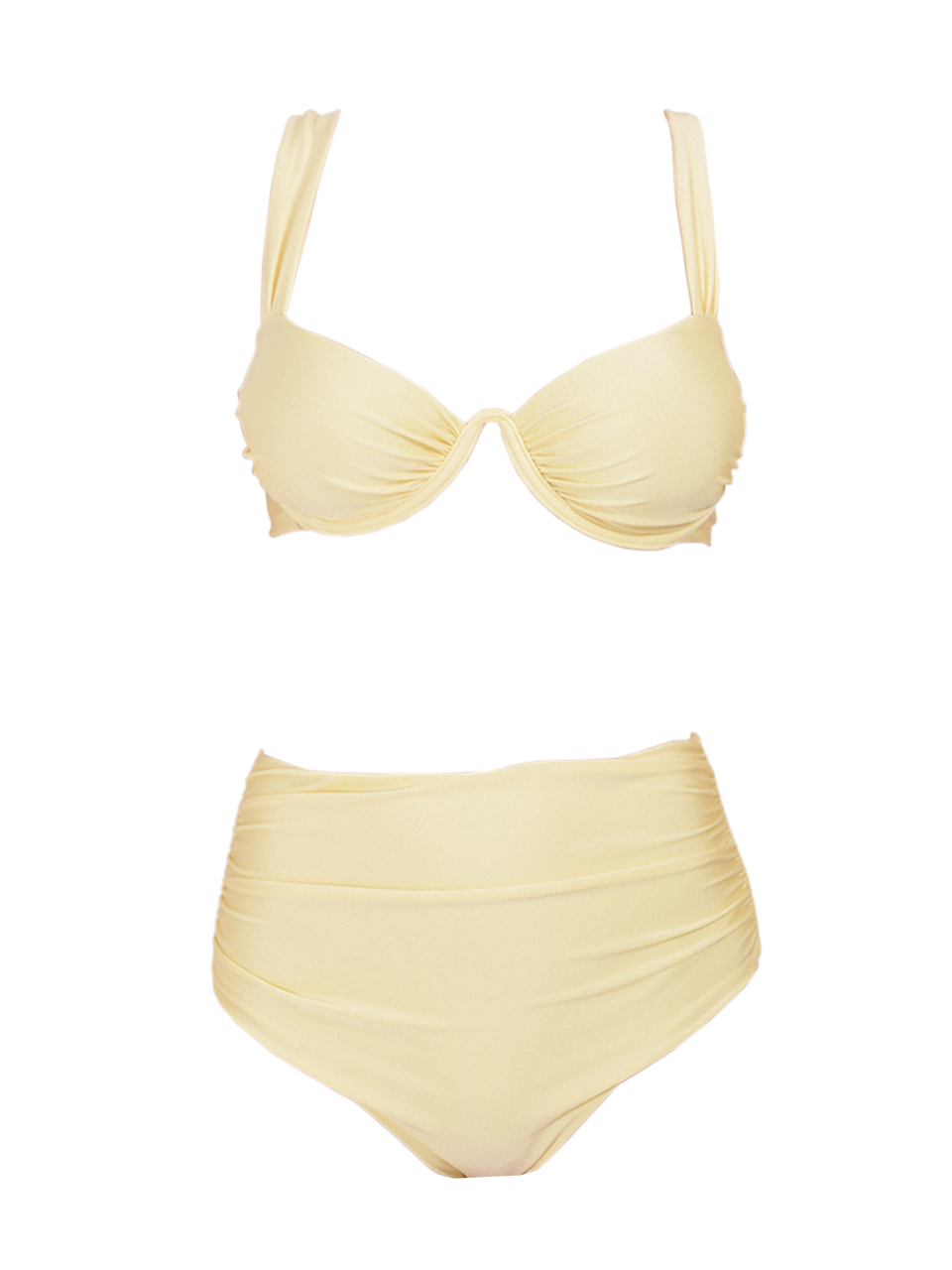 SIMKHAI Teya Anniston High Waist Ruched Bikini Product Shot 