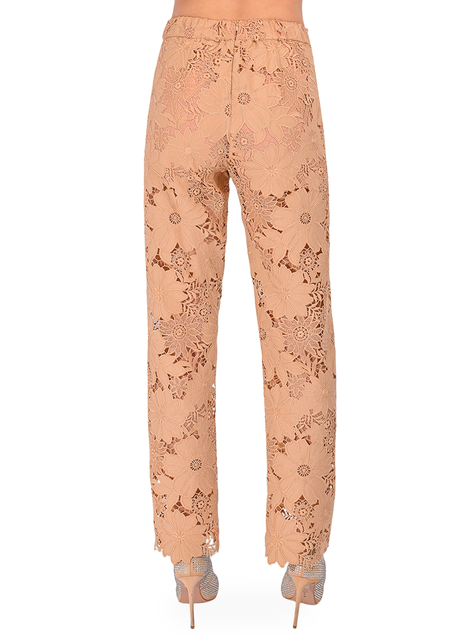 LE SUPERBE Suntan Lace Camp Pants in Tan Back View 
