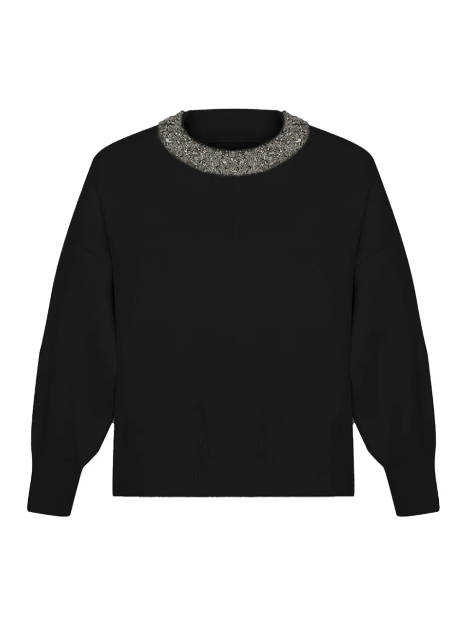 THEO Nomia Embellished Oversized Pullover in Black Product Shot 