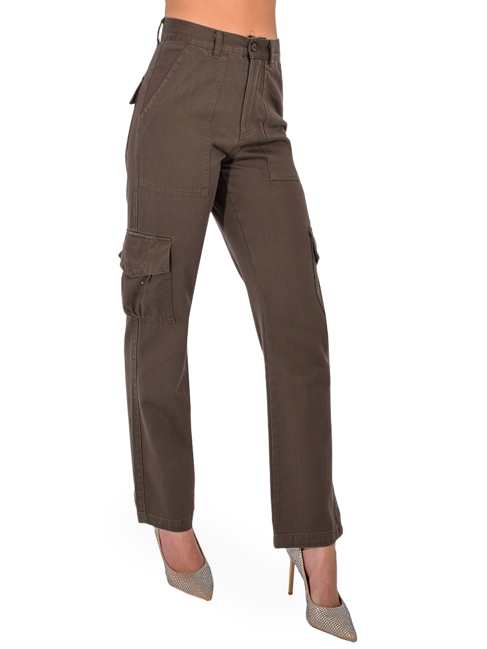 NSF Hawk Straight-Leg Cargo Pants in Olive Side View 
