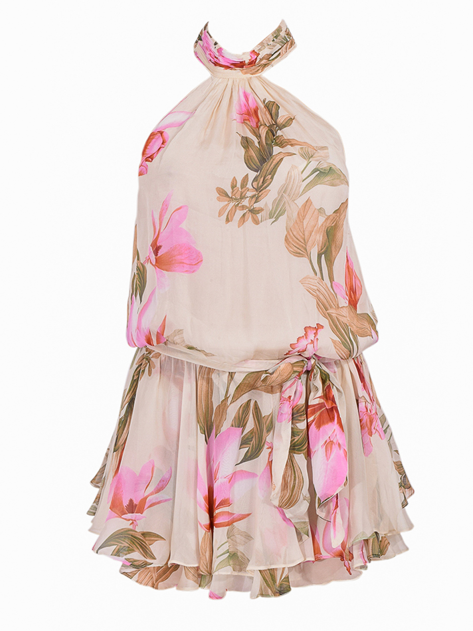 Rococo Sand Cai Mini Dress In Cream And Pink Product Shot 