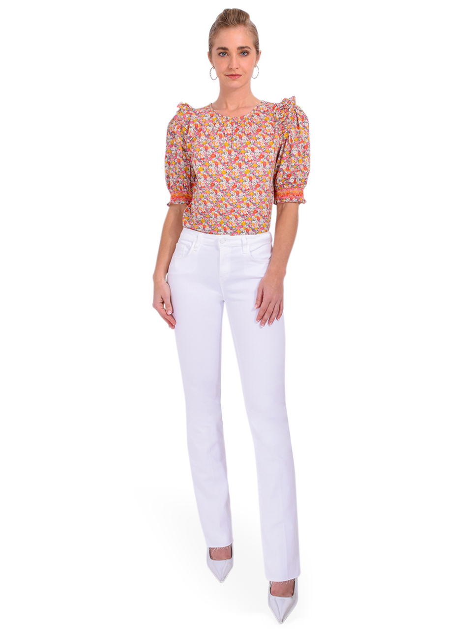 LOVE THE LABEL Penelope Top in Pink Libby Print Full Outfit 