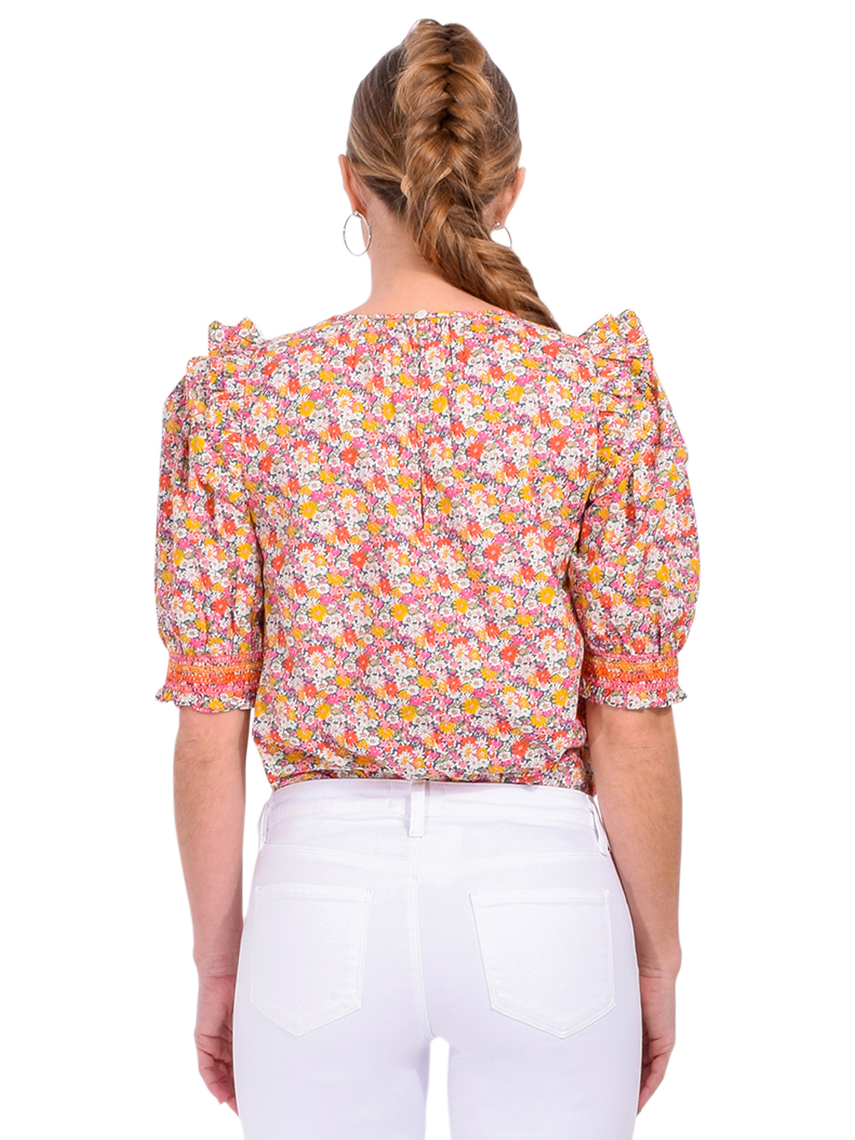 LOVE THE LABEL Penelope Top in Pink Libby Print Back View 