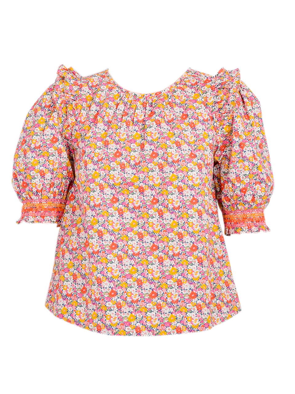 LOVE THE LABEL Penelope Top in Pink Libby Print Product Shot 