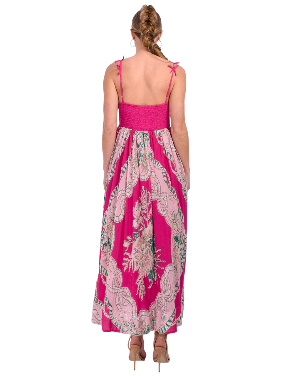 LOVE THE LABEL Ryah Midi Dress in Belle Bow Print Back View 

