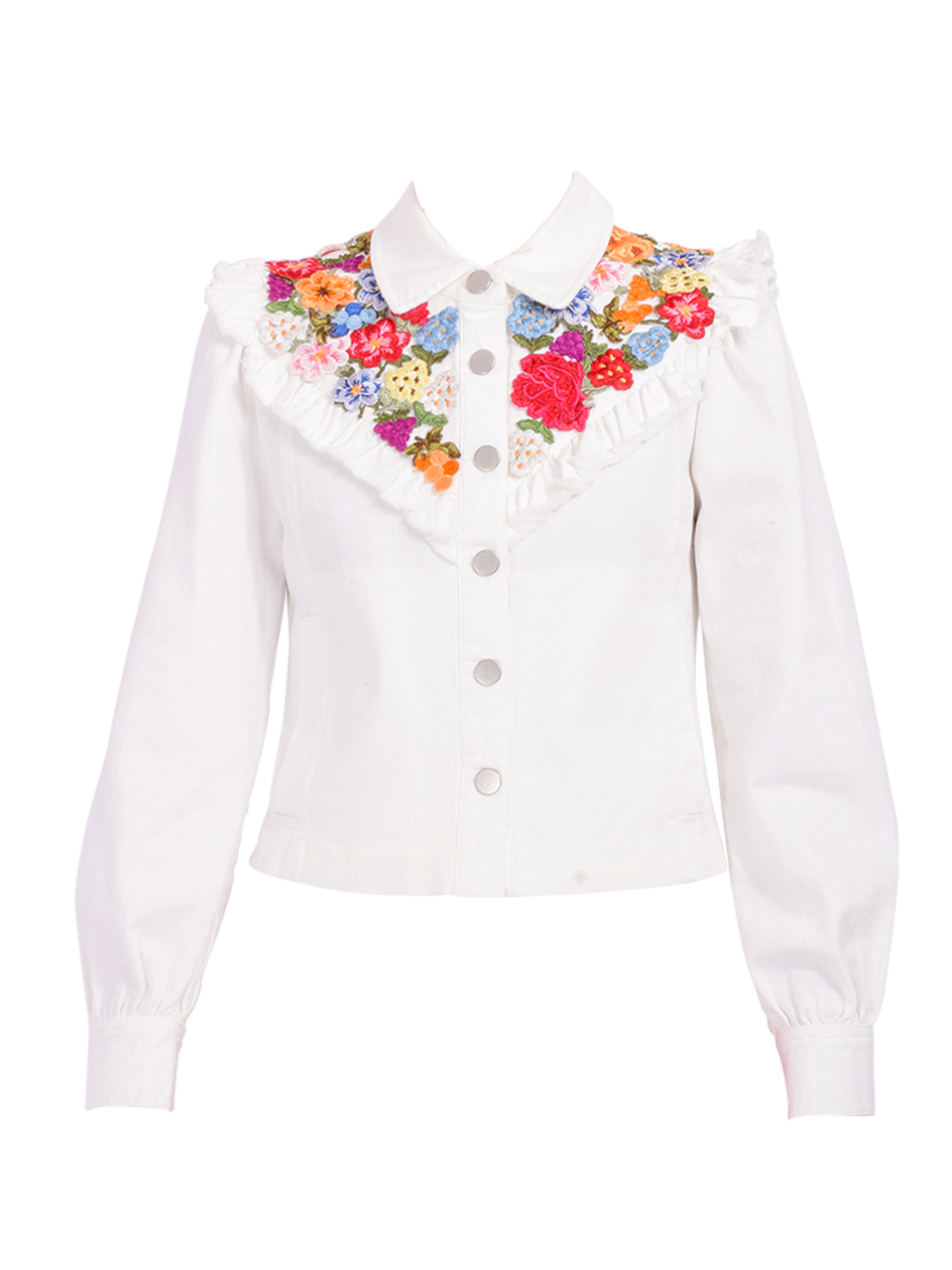 LOVE THE LABEL Jocelyn Floral Embroidered Jacket in White Product Shot 