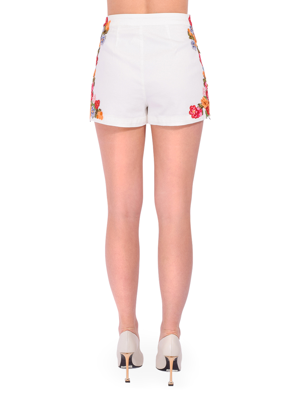 LOVE THE LABEL Marie Floral Embroidered Skort in White Back View 