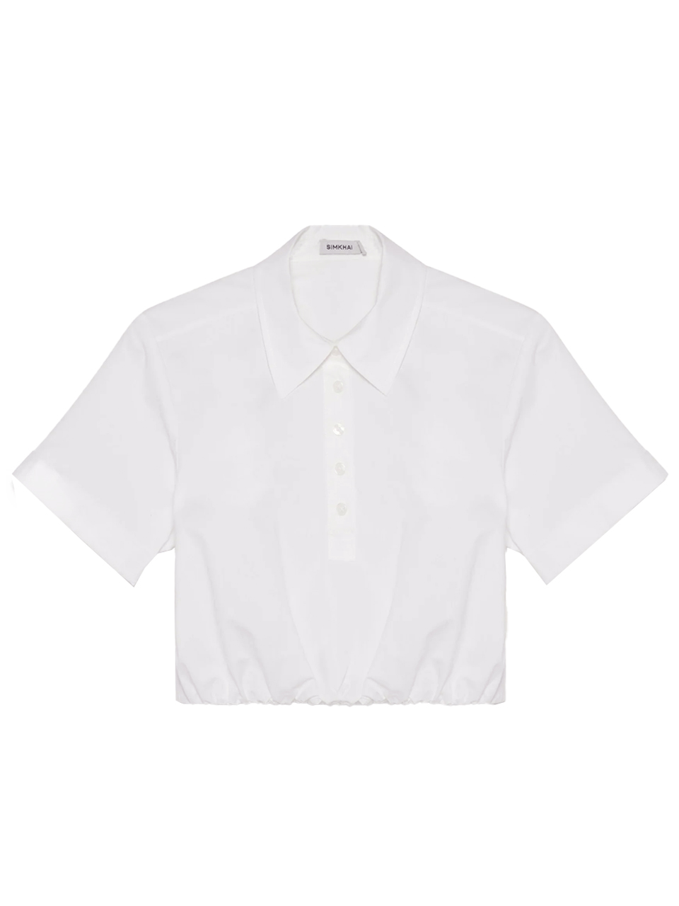 SIMKHAI Nicky Cotton Crop Top in White Product Shot 
