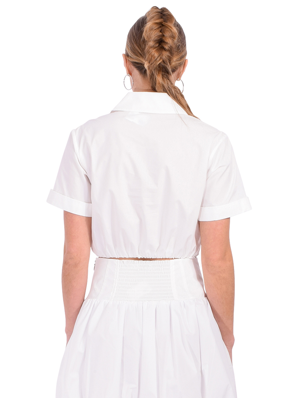 SIMKHAI Nicky Cotton Crop Top in White Back View

