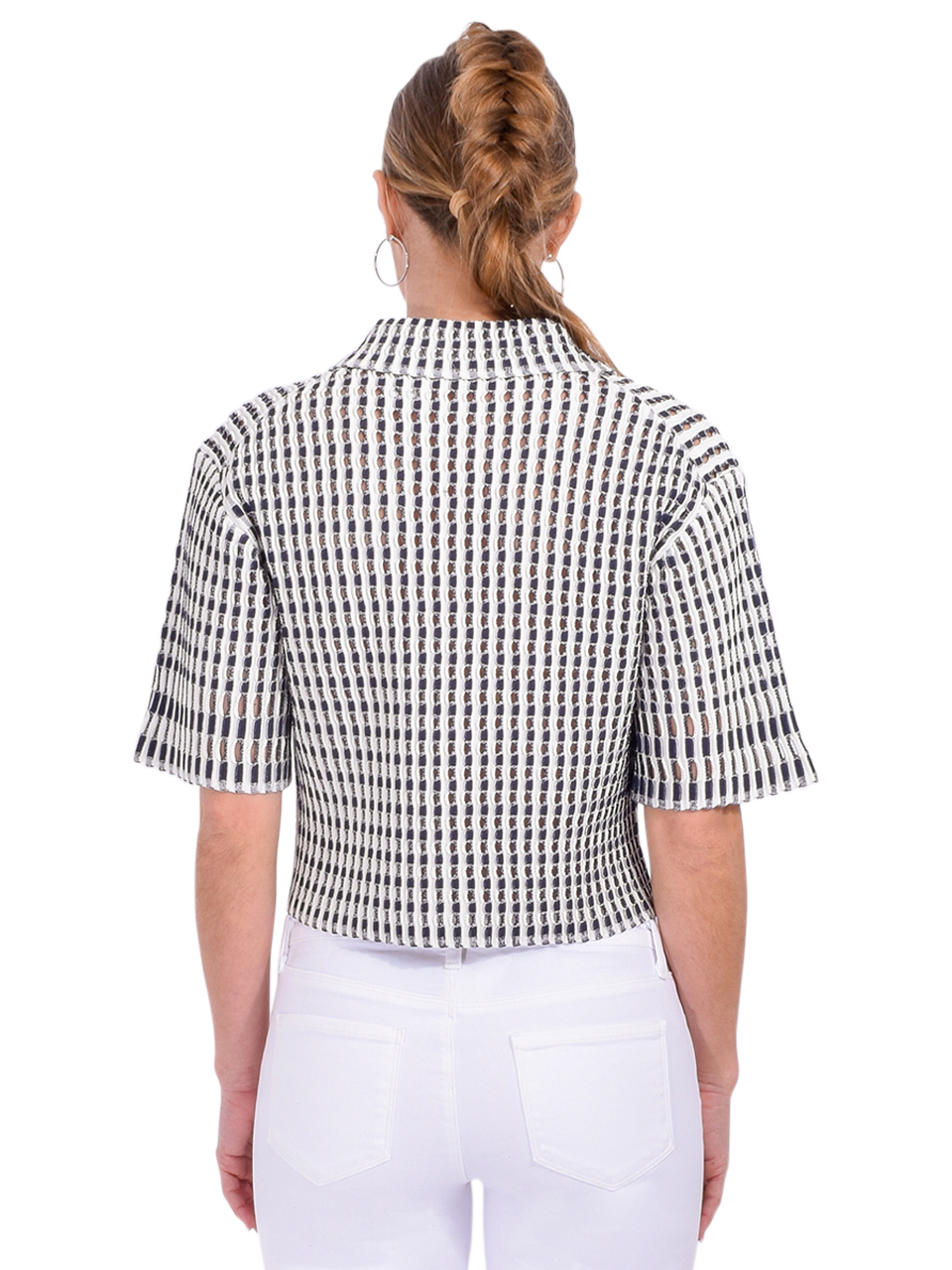 SIMKHAI Adley Knit Polo in Midnight Multi Back View 