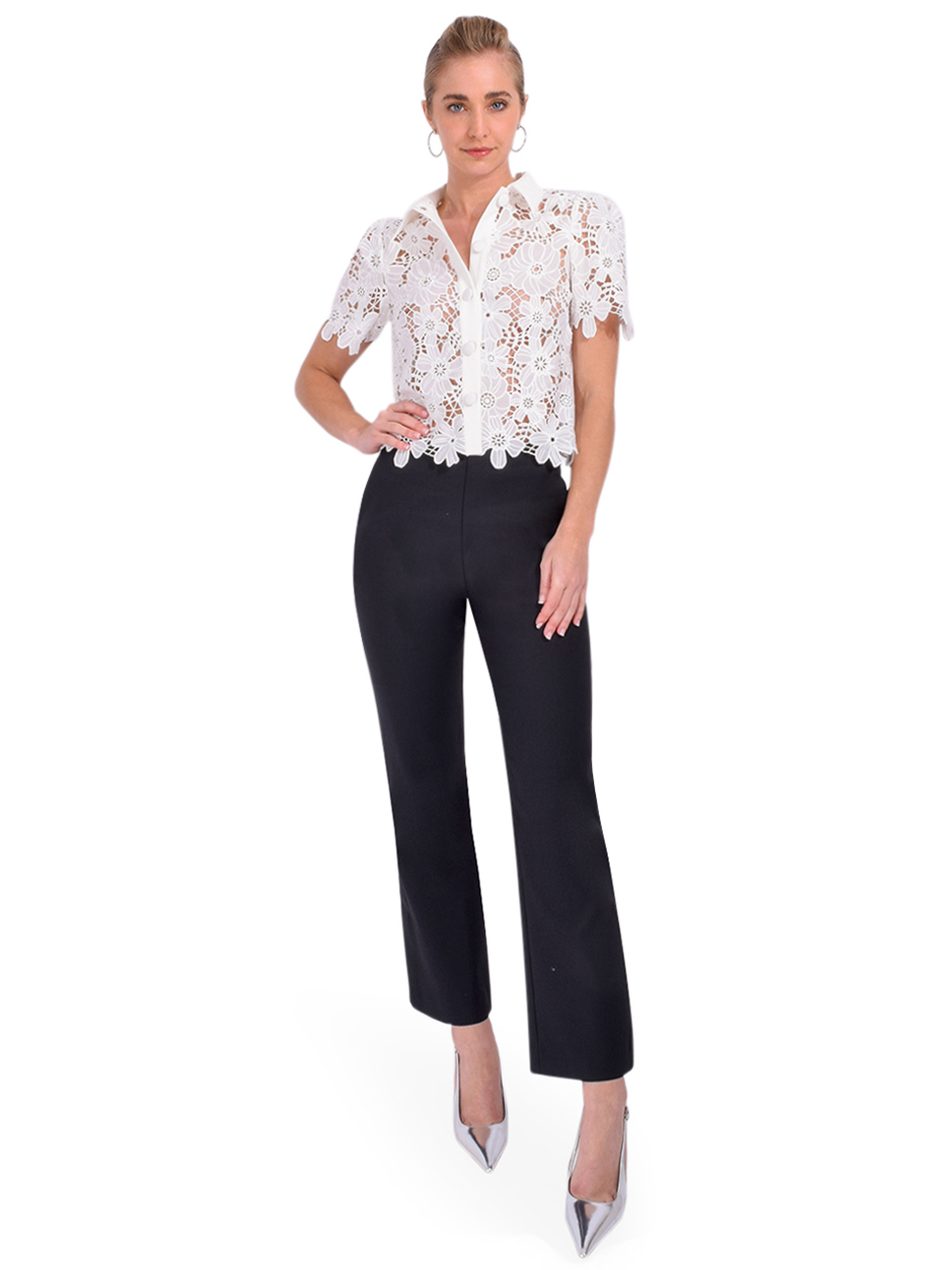SIMKHAI Evie Cropped Pant in Black Full Outfit 