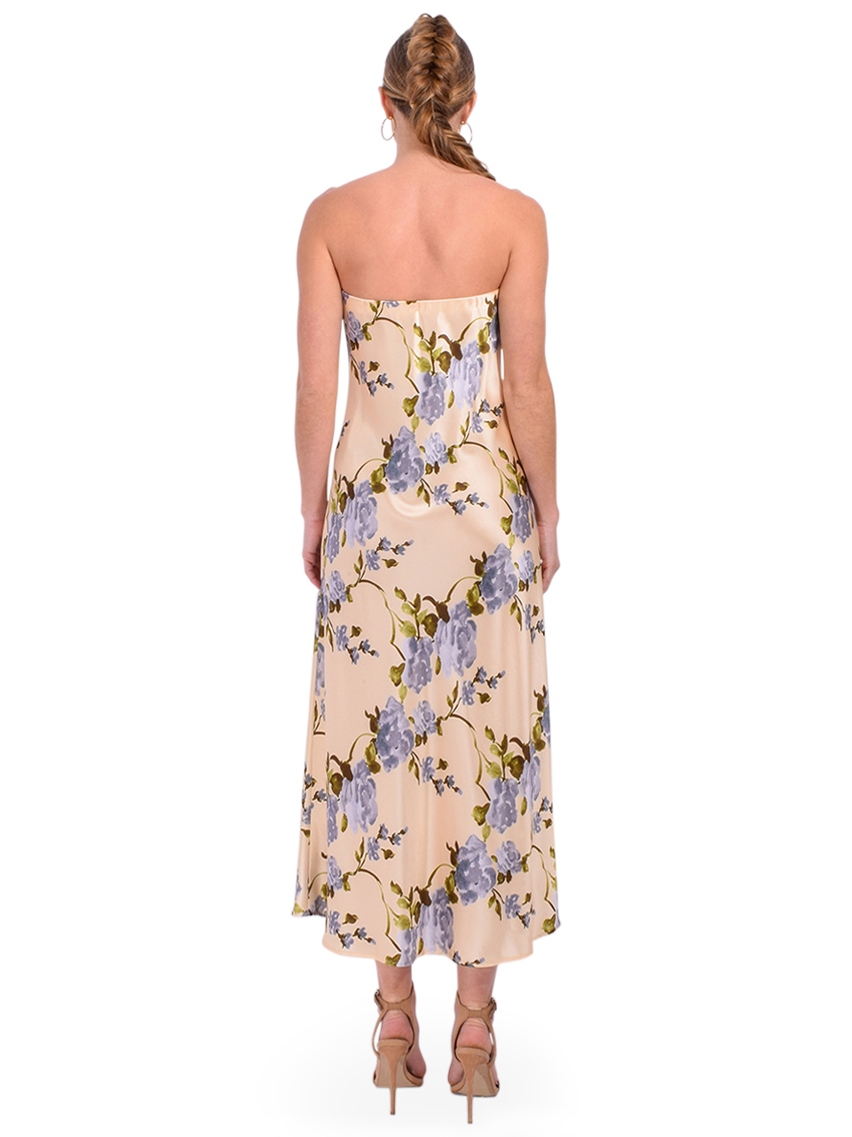 CAMI NYC Noelle Strapless Slip Dress in Moon Flower Watercolor Back View 