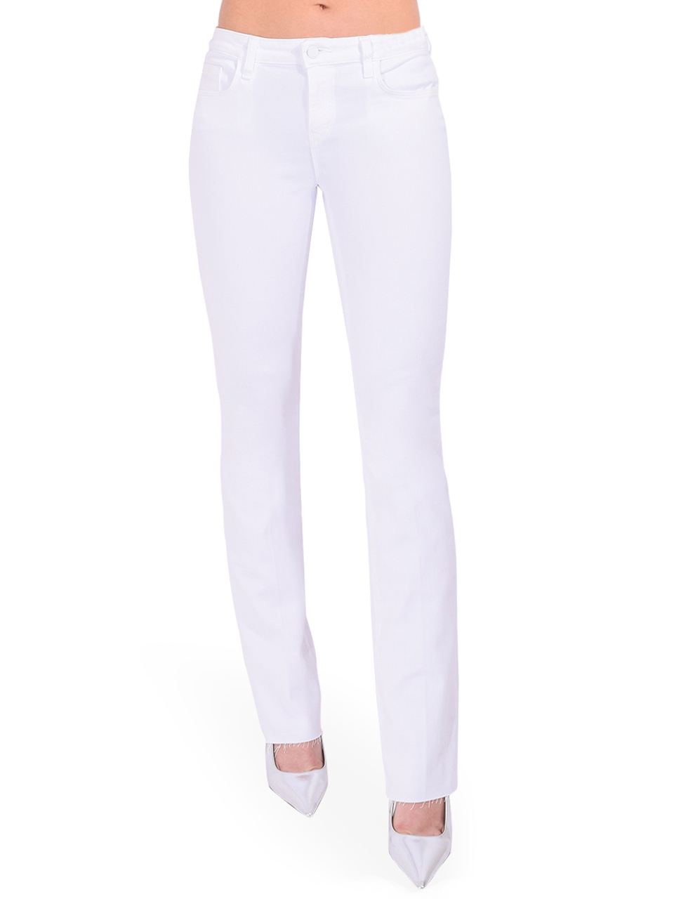 L'AGENCE Sneeki Low Rise Straight Leg Jean in White Front View 