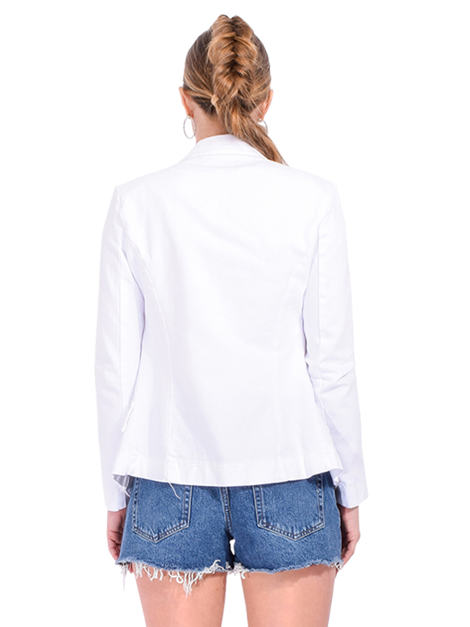 L'AGENCE Baldwin Denim Blazer in Blanc Back View 