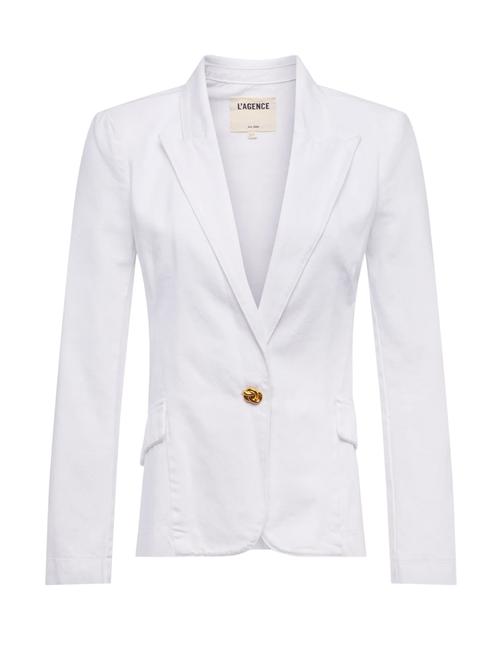 L'AGENCE Baldwin Denim Blazer in Blanc Product Shot 