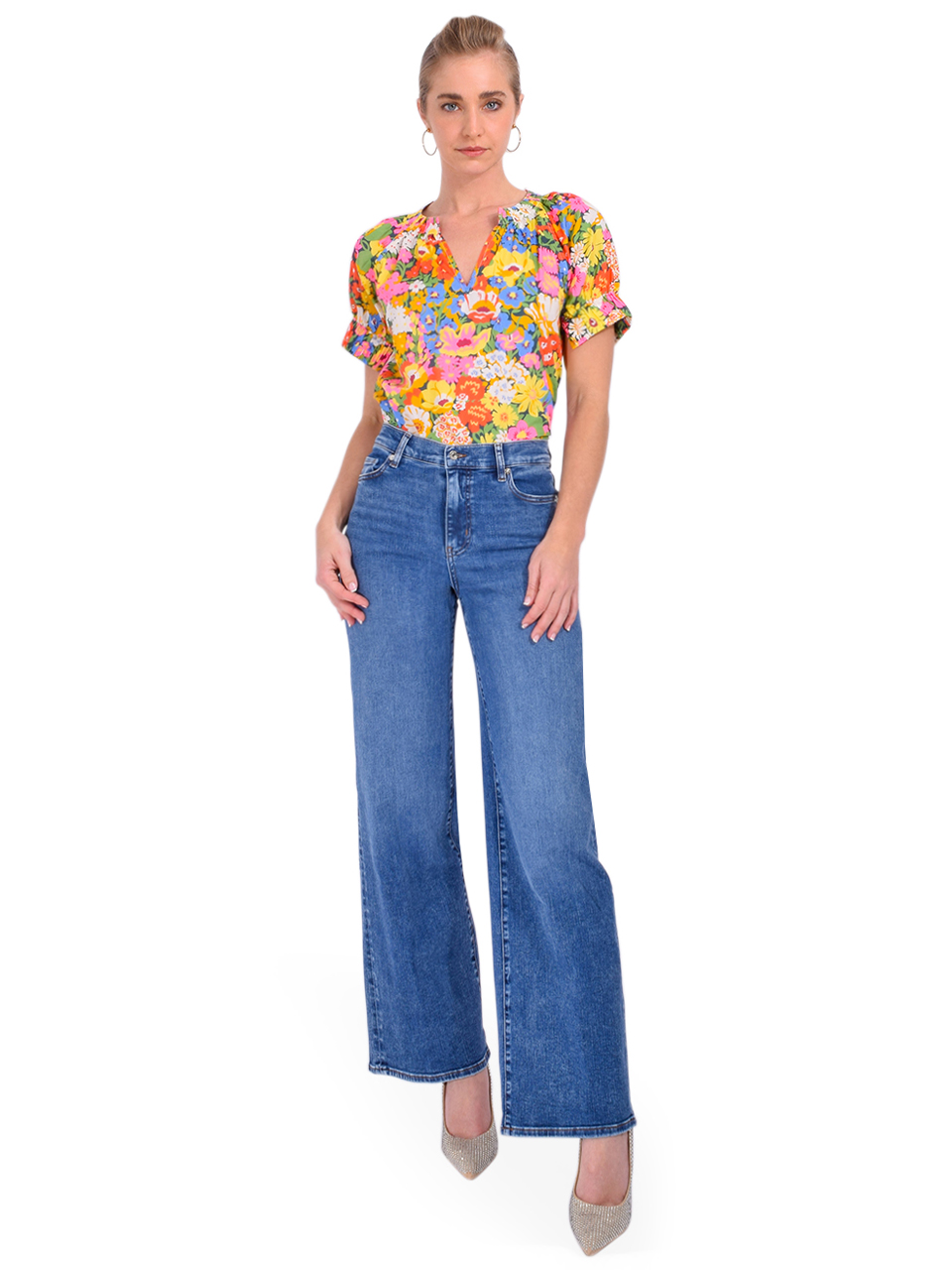 FRAME Le Slim Palazzo in Canals Blue Full Outfit 