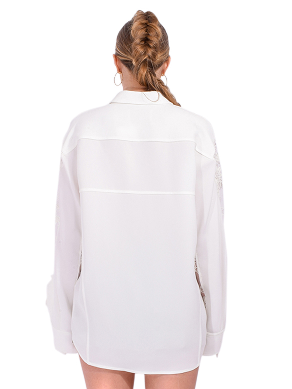 3.1 Phillip Lim Sequin Lace Oversized Shirt in White Back View 