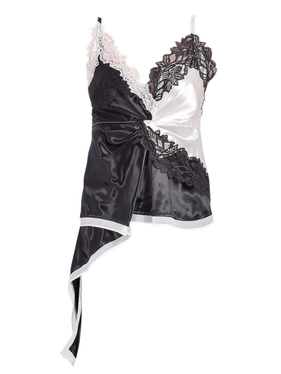 3.1 Phillip Lim Liquid Satin Twist Cami in Black/Ivory Product Shot 

